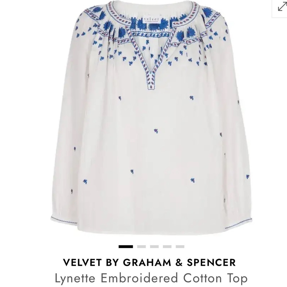 $193 VELVET BY GRAHAM & SPENCER
Lynette Embroidered Cotton Top XS oversized - Picture 6 of 12